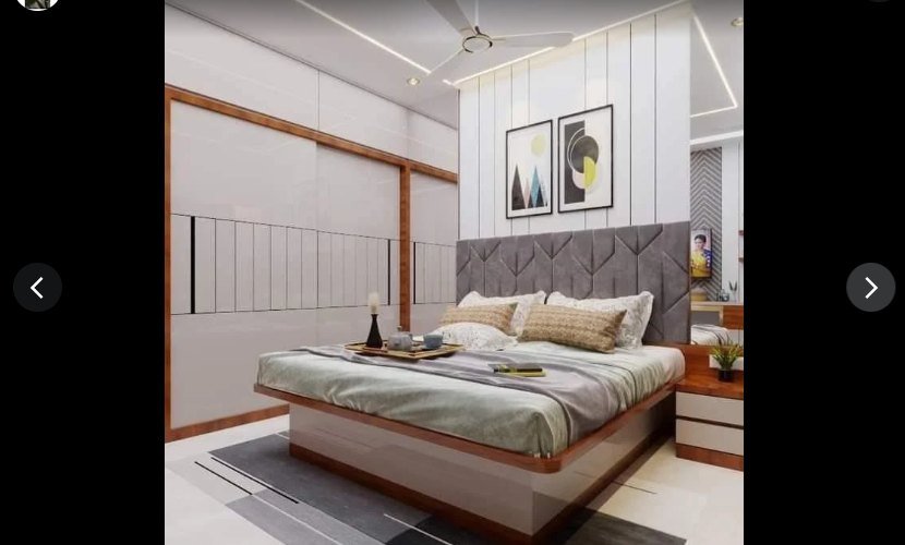 Bedroom with walnut and white wardrobe